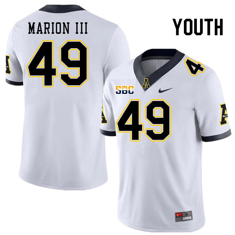 Youth #49 Randy Marion III Appalachian State Mountaineers College Football Jerseys Stitched Sale-Whi